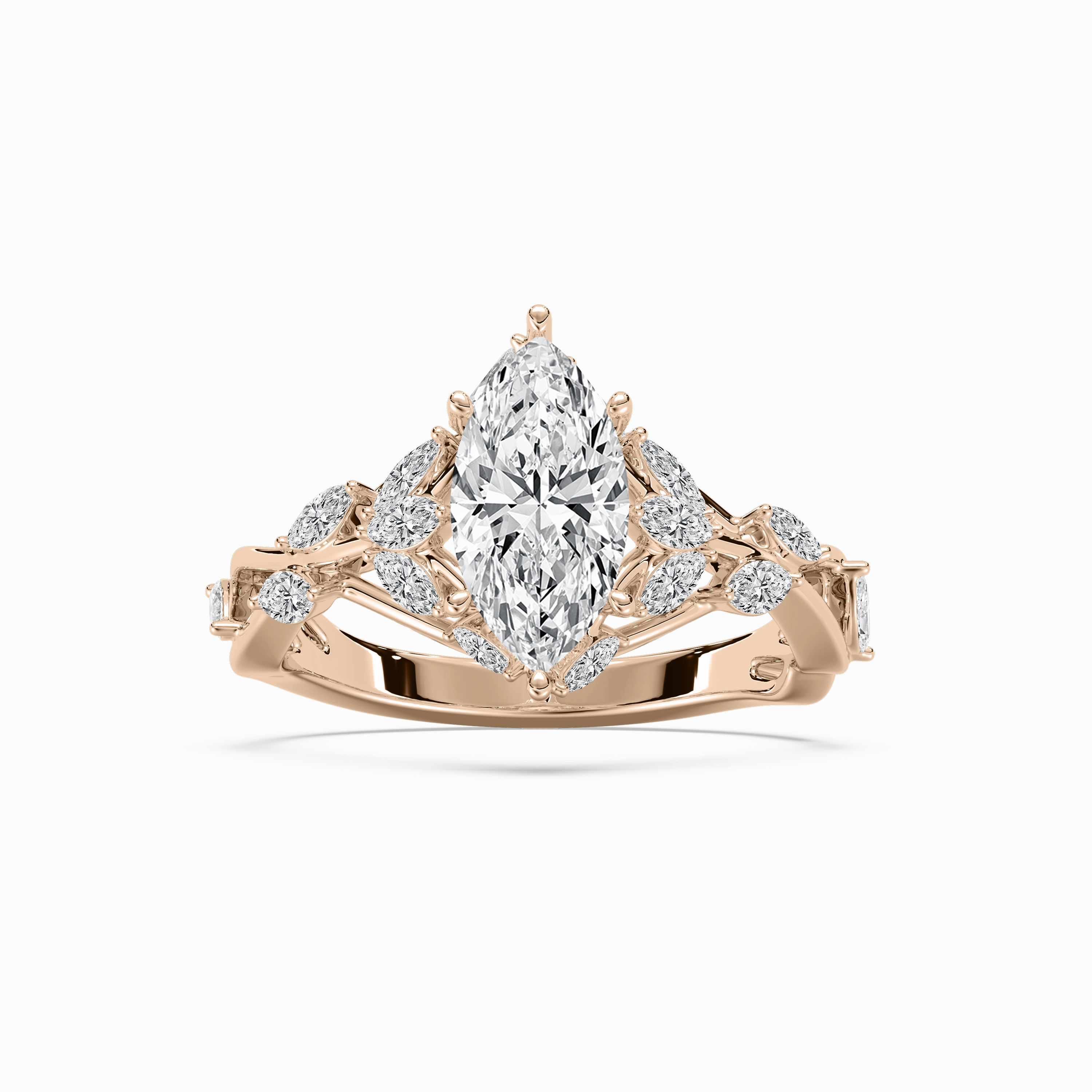 Processed Item Amani 2 ctw Marquise Lab Grown Diamond Vintage Vine Side Stone Engagement Ring