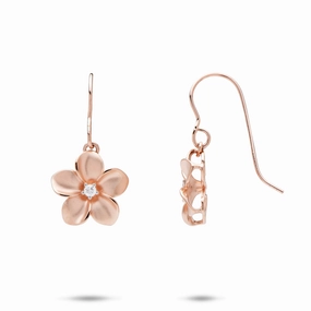 Subtle Form Plumeria Earrings in Rose Gold with Diamonds - 13mm