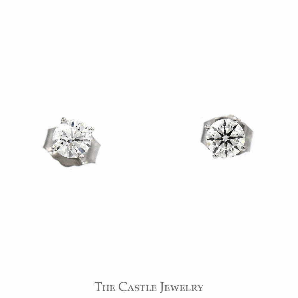 1/2cttw Round Diamond Stud Earrings in 14k White Gold Sparkling Appearance