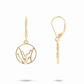 Ko?olau Waterfall Earrings in Gold with Diamonds - 13mm Minimal Style Dazzling Touch