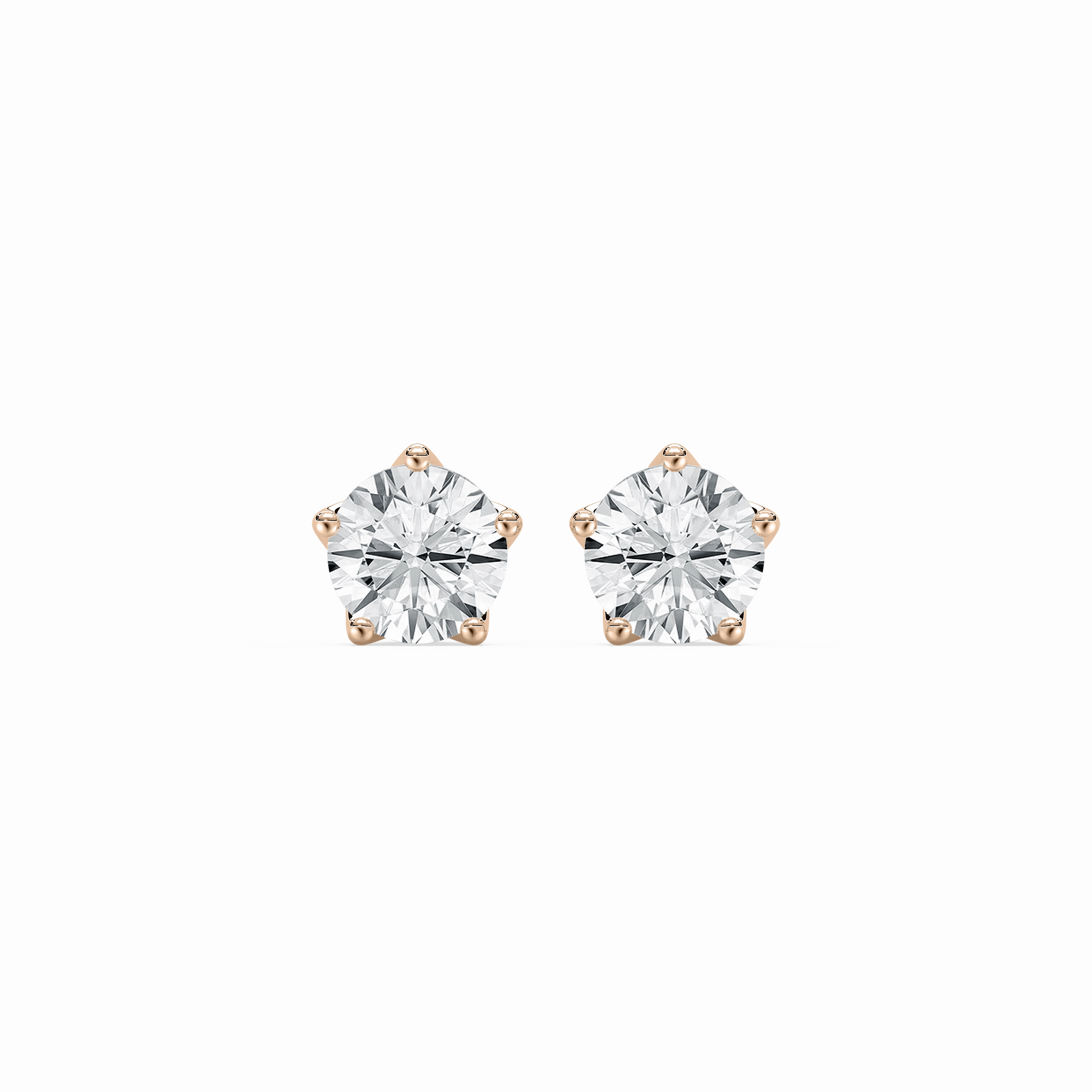 2 ctw Round Lab Grown Diamond 5-Prong Stud Earrings Polygonal Item