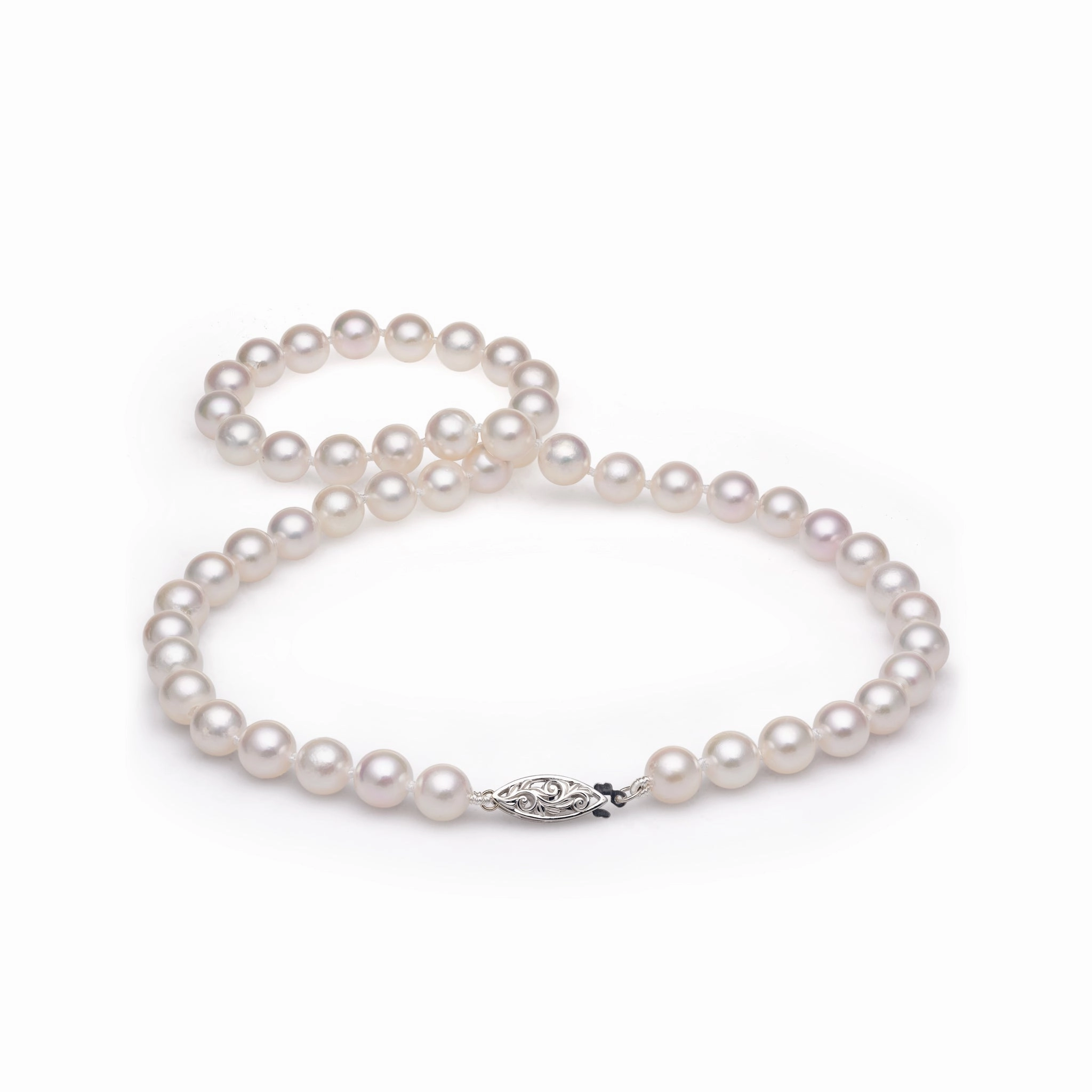 Refined Gift Artistic Accent 18-19" Akoya White Pearl Strand with White Gold Clasp - 8-8.5mm