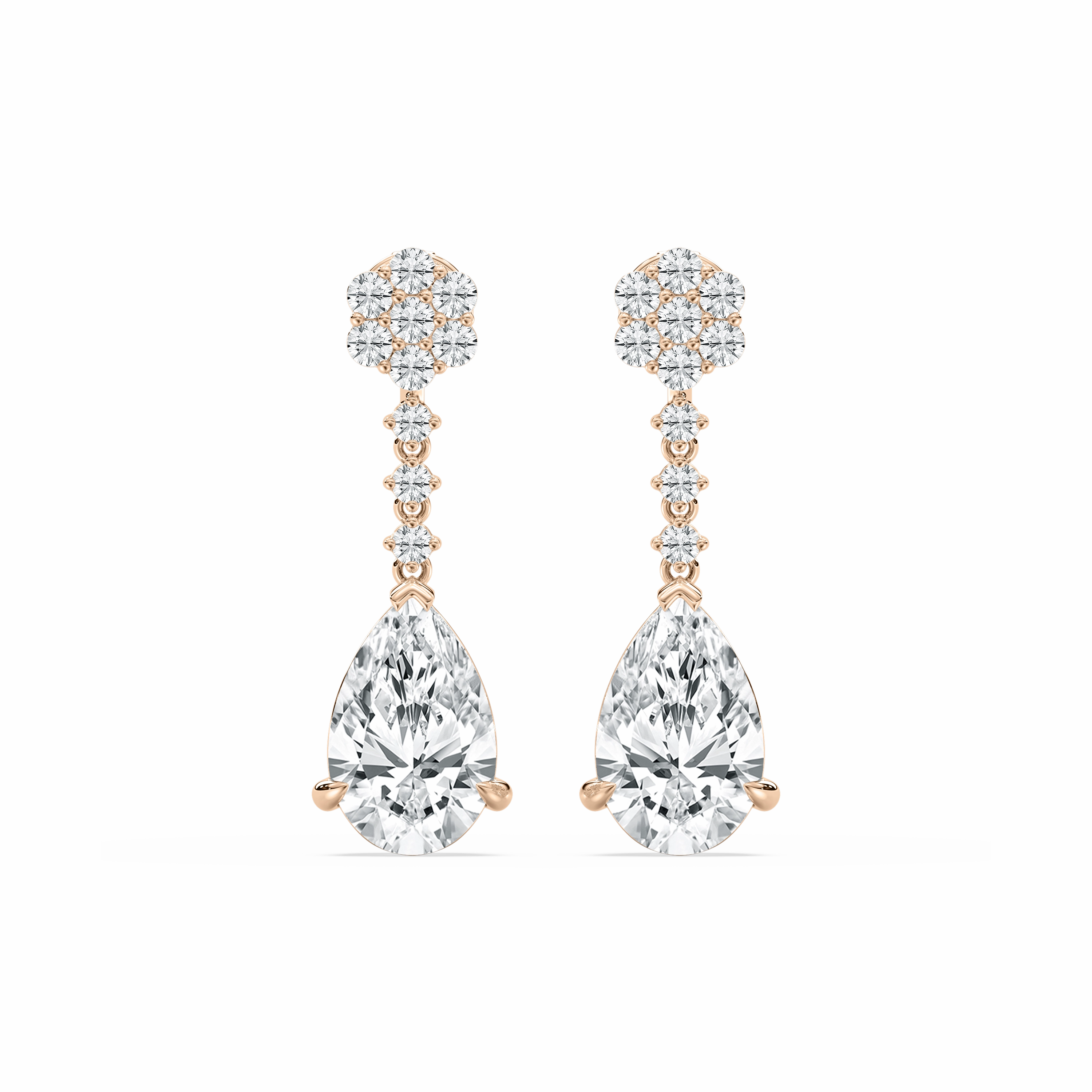 Vintage-Inspired Decoration 2 ? ctw Pear and Round Lab Grown Diamond Drop Earrings