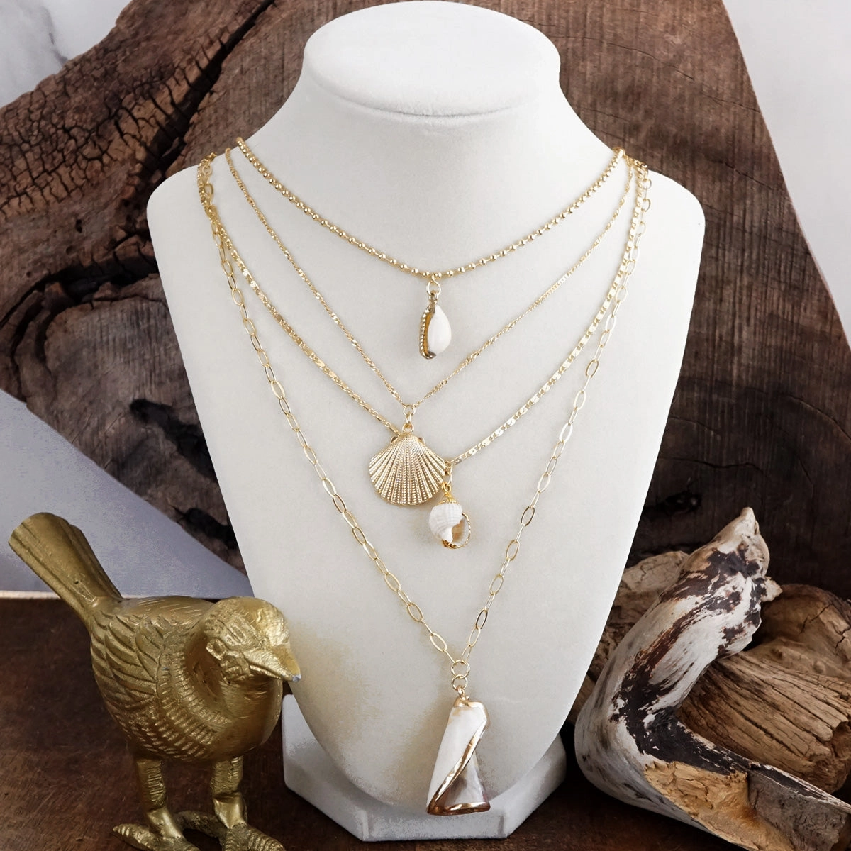 Tidebound Treasures ?C 4-in-1 Sea Life Multi-Layer Pendants Necklace Superior Design