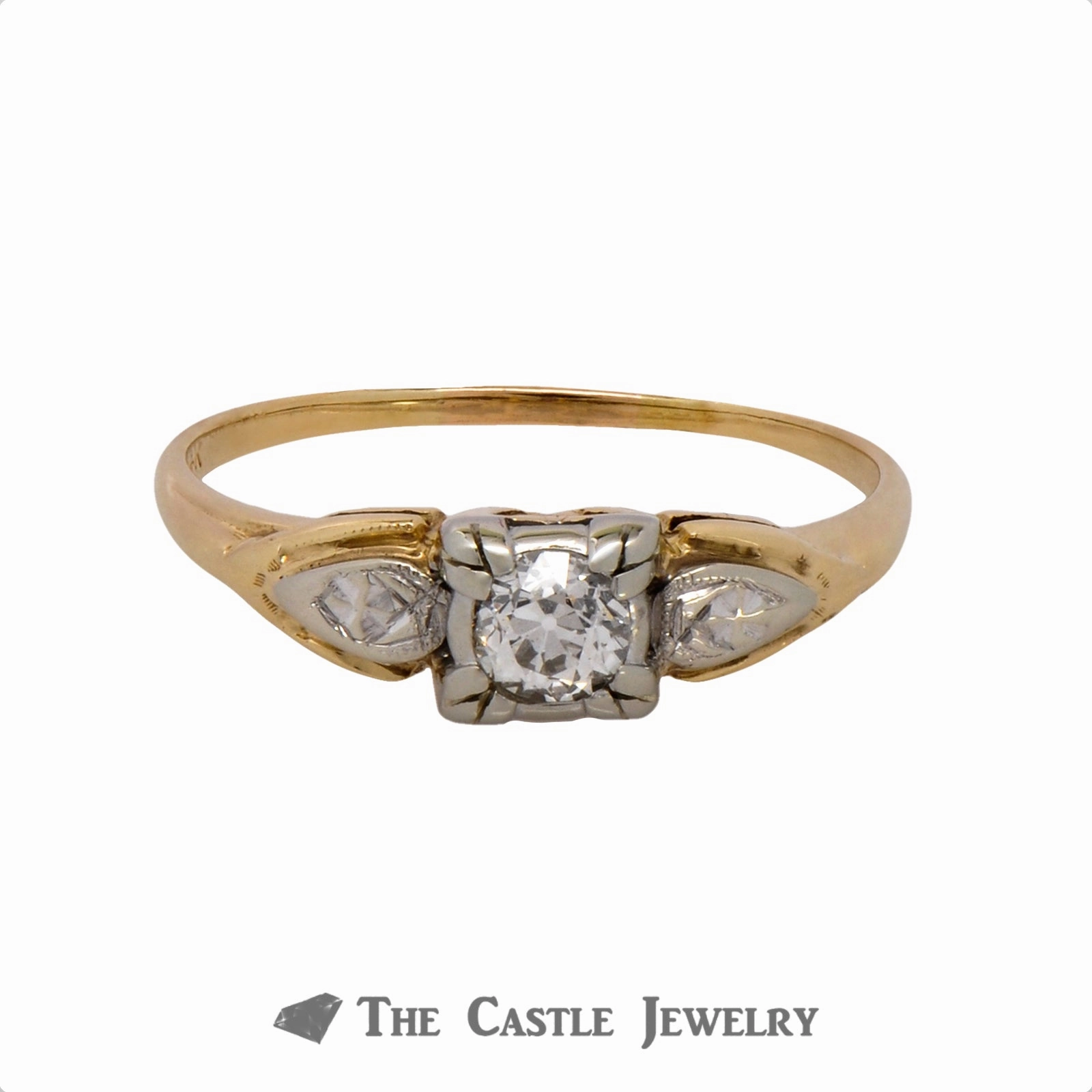 .30ct Old European Cut Diamond Solitaire Engagement Ring in 14k Two-Tone Gold comfortable accessory