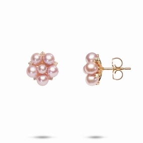 Luxury Impression Stylish Accessory Tiny Bubbles Lavender Freshwater Pearl Earrings in Gold with Diamonds