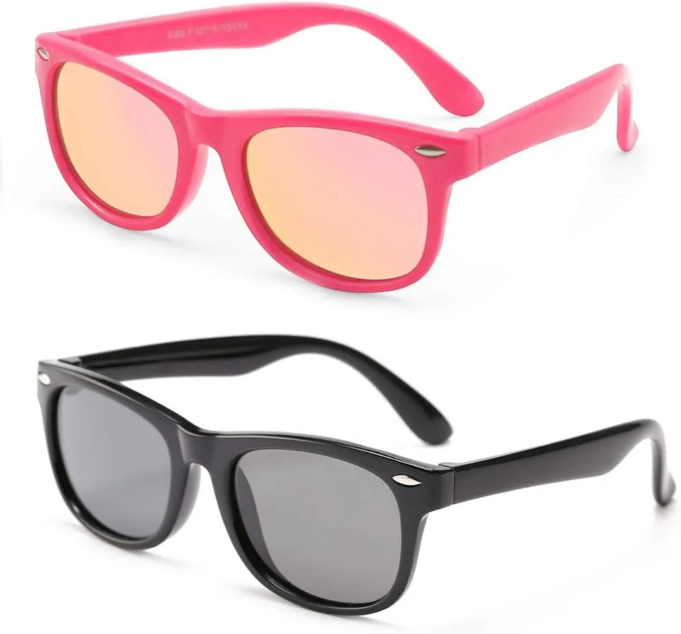 SUMMER SALE Kids Sunglasses Polarized & Flexible & 100% UV Protection for Age 4-9, Girls Boys Styles, Pack of 2-3
