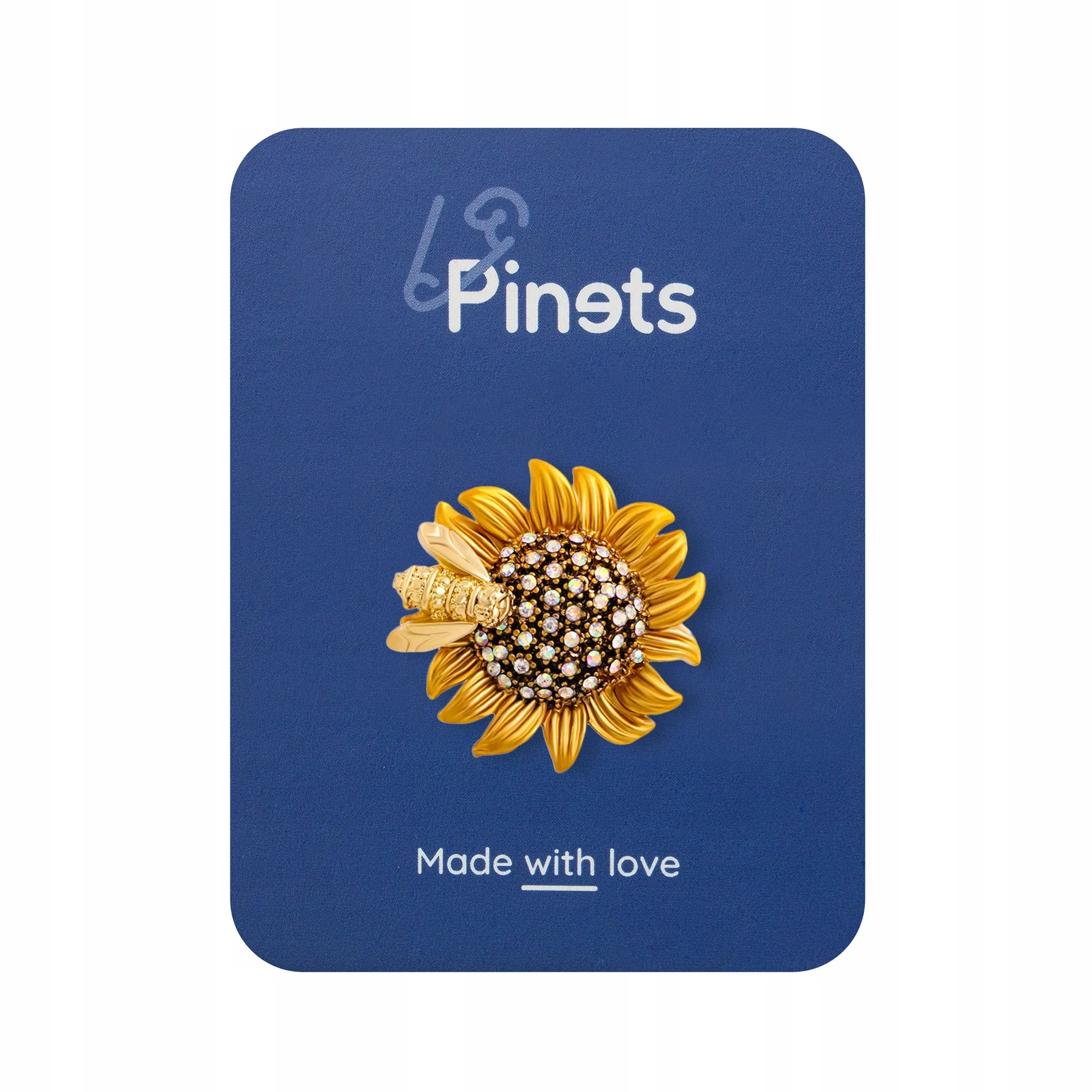 Sunflower with a bee - brooch with a pendant function