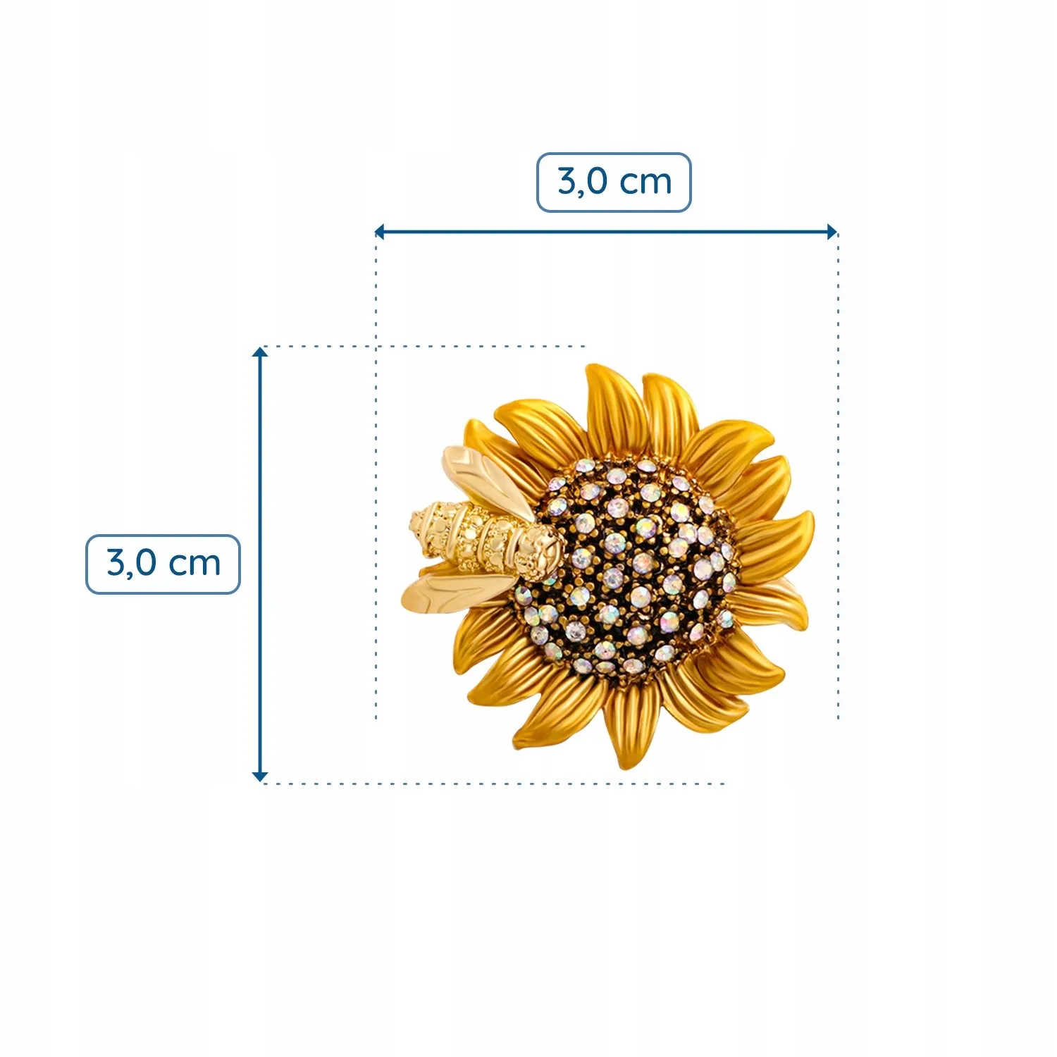 Sunflower with a bee - brooch with a pendant function
