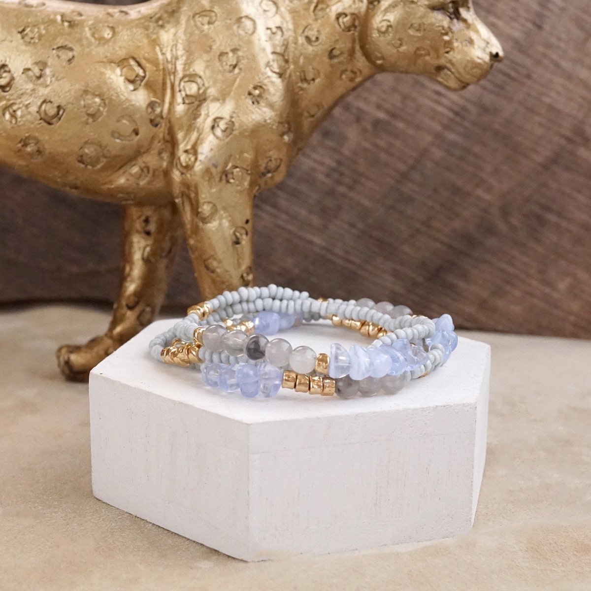 Practical Decision Sunwashed Layers ?C Dainty Beaded Bracelet Set (4pc)