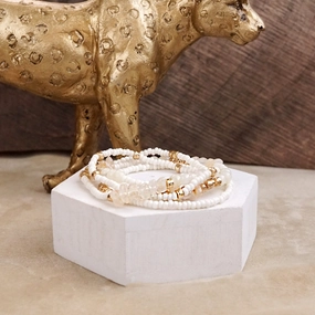 Sunwashed Layers ?C Dainty Beaded Bracelet Set (4pc) Heirloom Tale