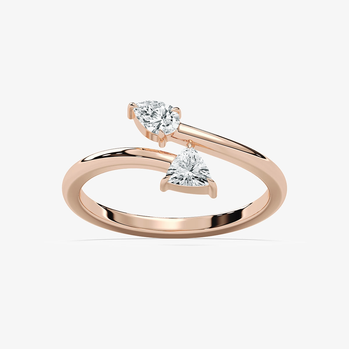 1/3 ctw Pear and Trillion Lab Grown Diamond Two Stone Bypass Ring Neutral Feature Secure Piece