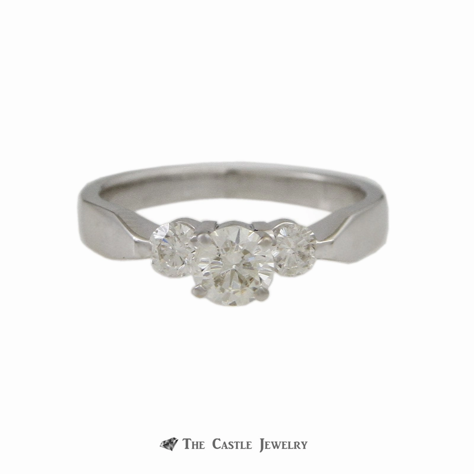 Round Brilliant Cut .35ct Diamond Engagement Ring w/ Round Diamond on Each Side Any Occasion