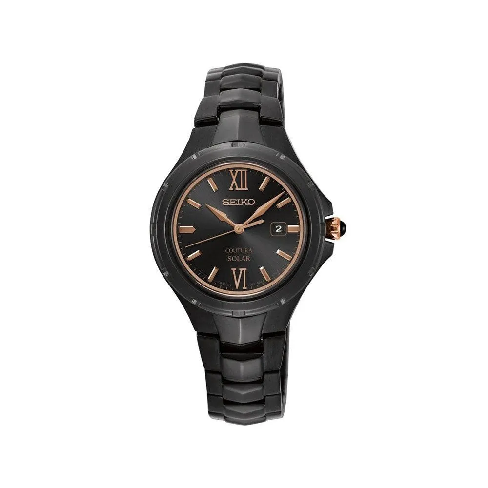 SUT378P - Ladies Black & Rose Gold Solar Coutura Watch