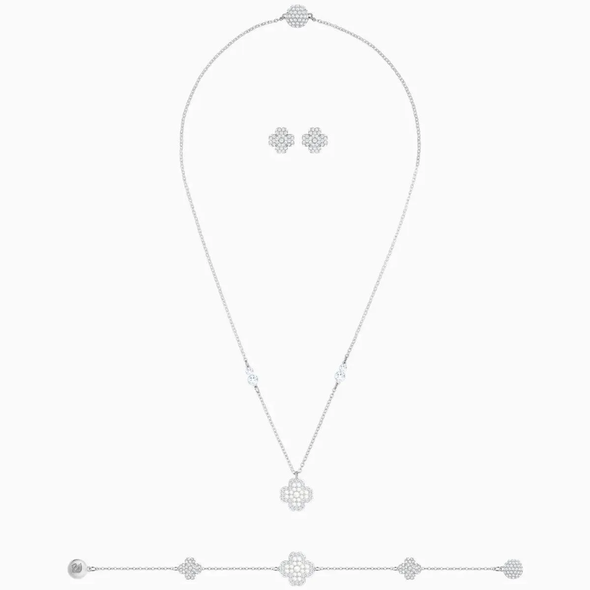 Swarovski Women's Jewelry Set - Deary Pearl Rhodium Plated | 5428665
