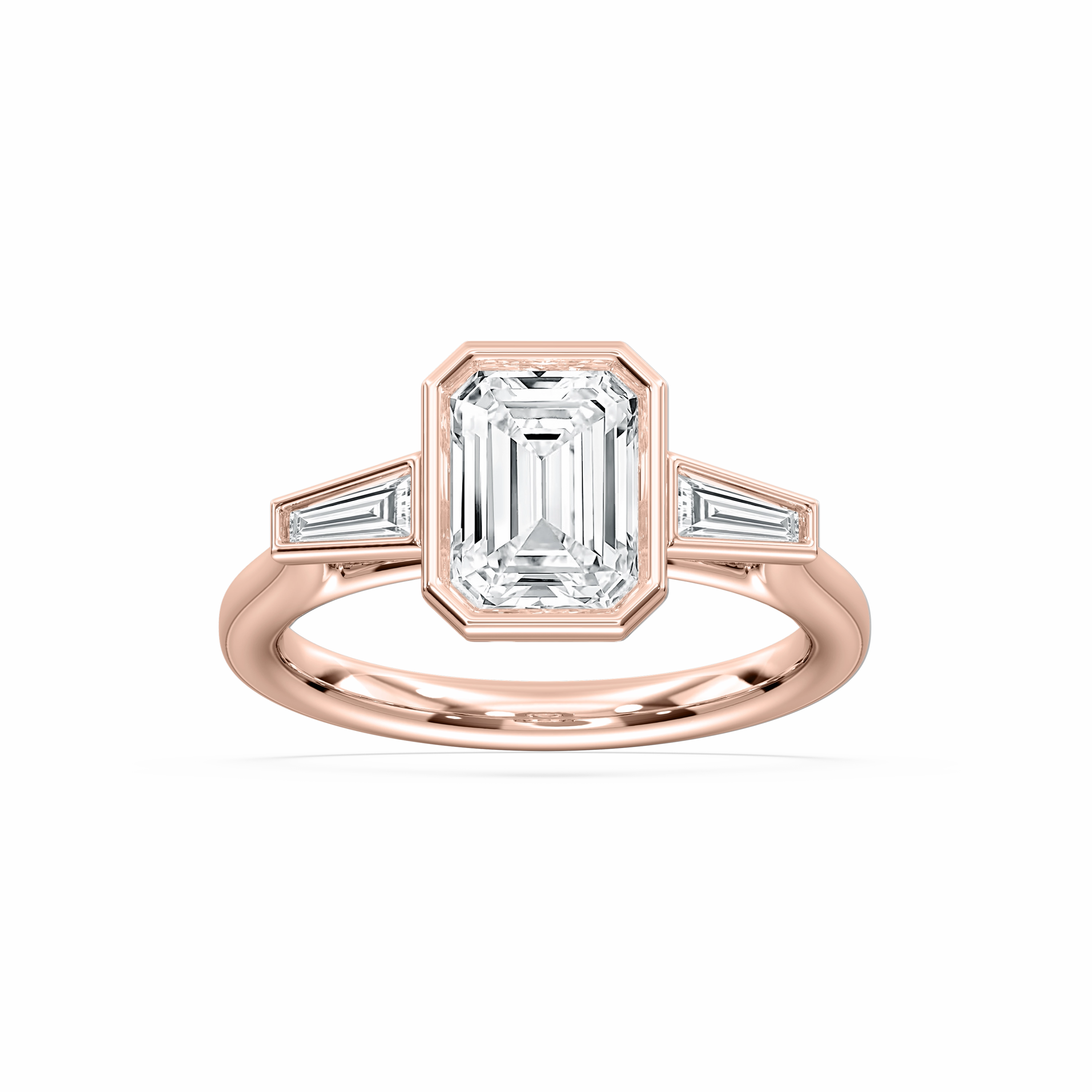 Sydney 2 ? ctw Emerald Lab Grown Diamond Couture Bezel Set Three Stone Engagement Ring Classic Gift