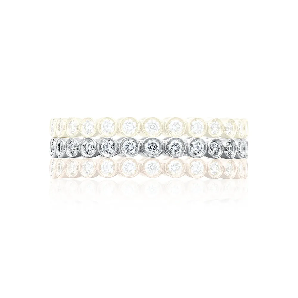 Tacori Sculpted Crescent 18k Gold Bezel Droplet Diamond Eternity Wedding Band