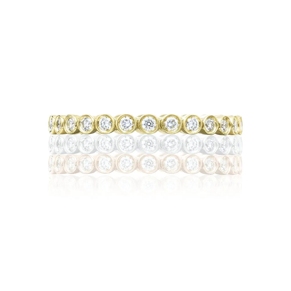Tacori Sculpted Crescent 18k Gold Bezel Droplet Diamond Eternity Wedding Band