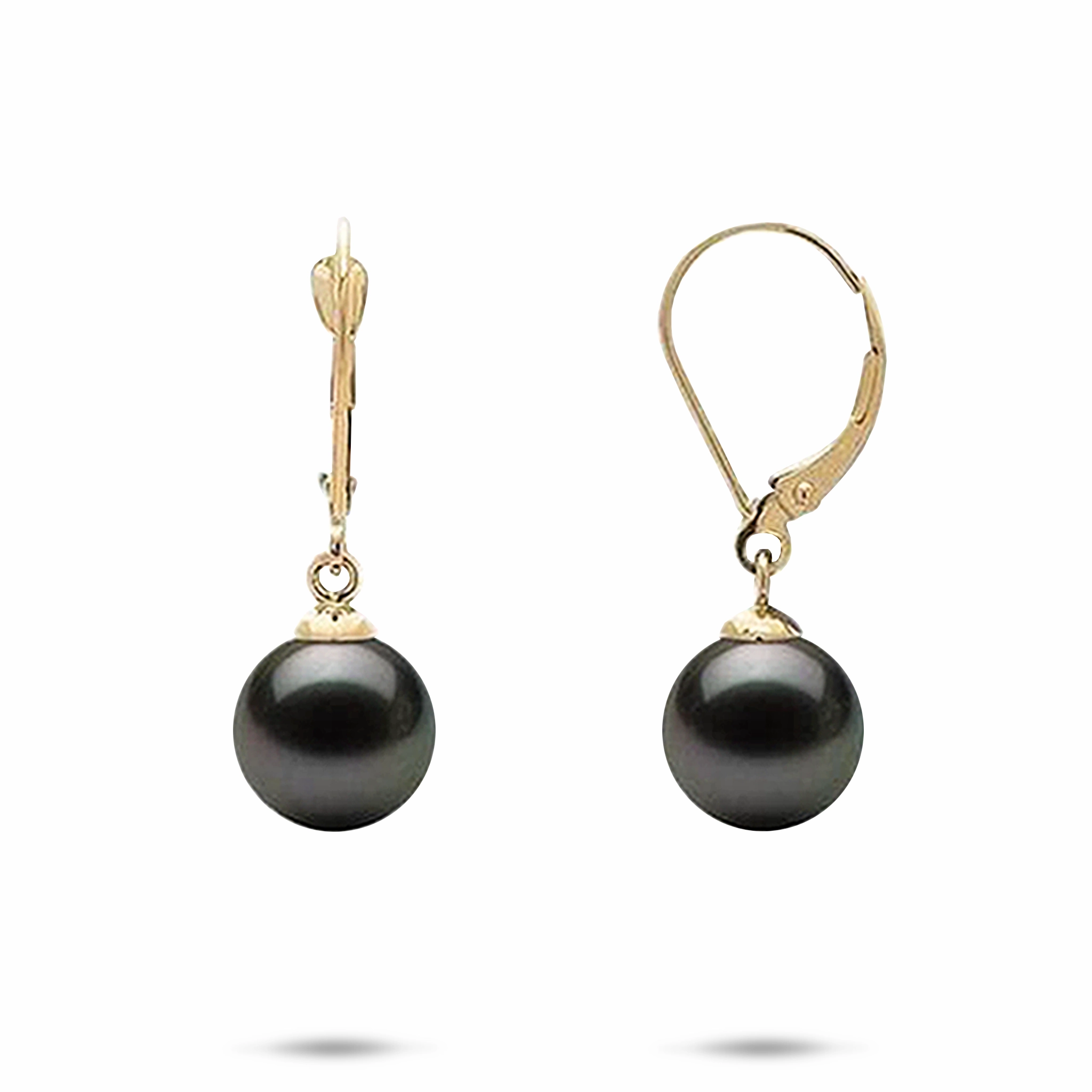 Fall Vibes Personalized Gift Tahitian Black Pearl Earrings in Gold - 9-10mm