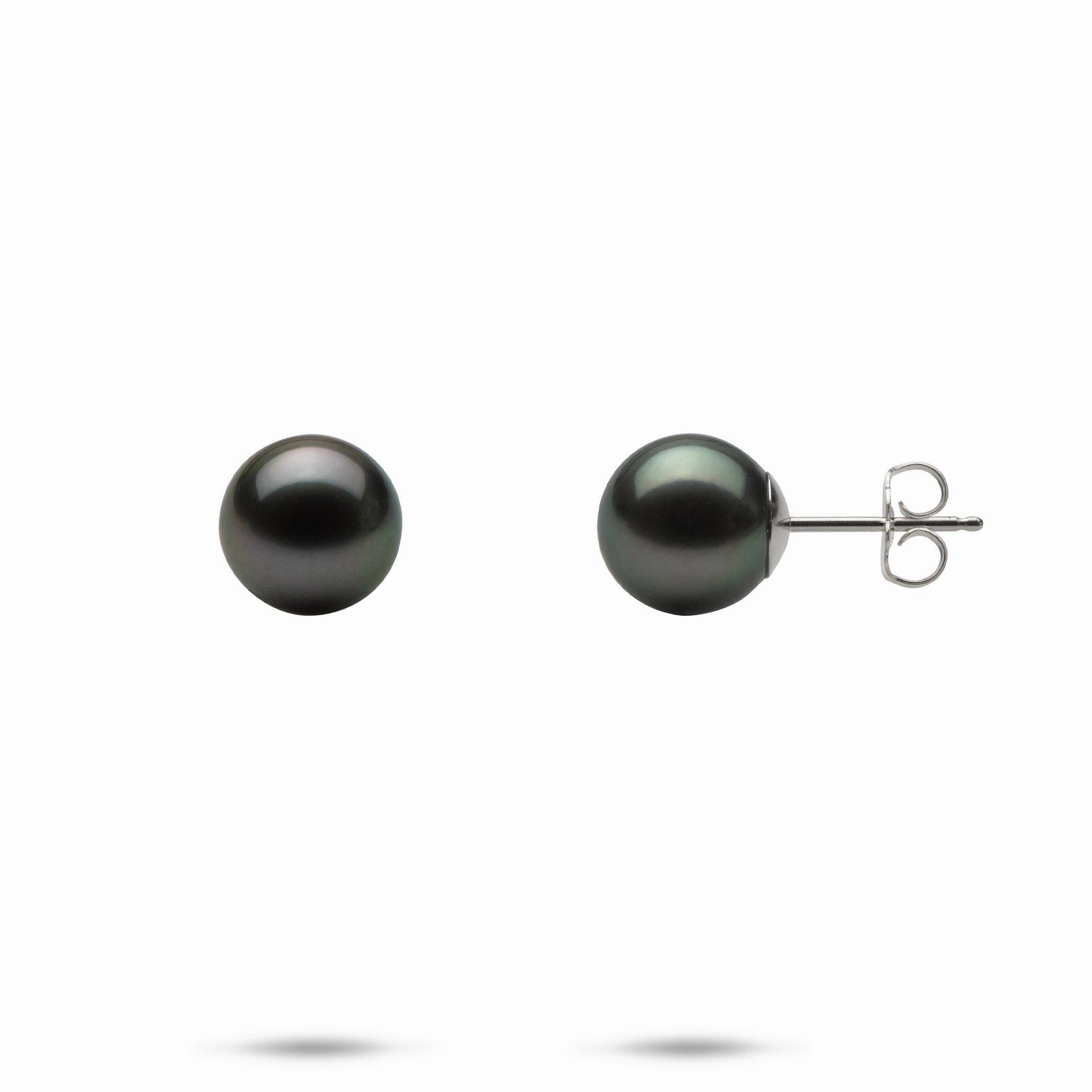 Distinctive Highlight Outdoor Glam Tahitian Black Pearl Earrings in White Gold - 8-9mm