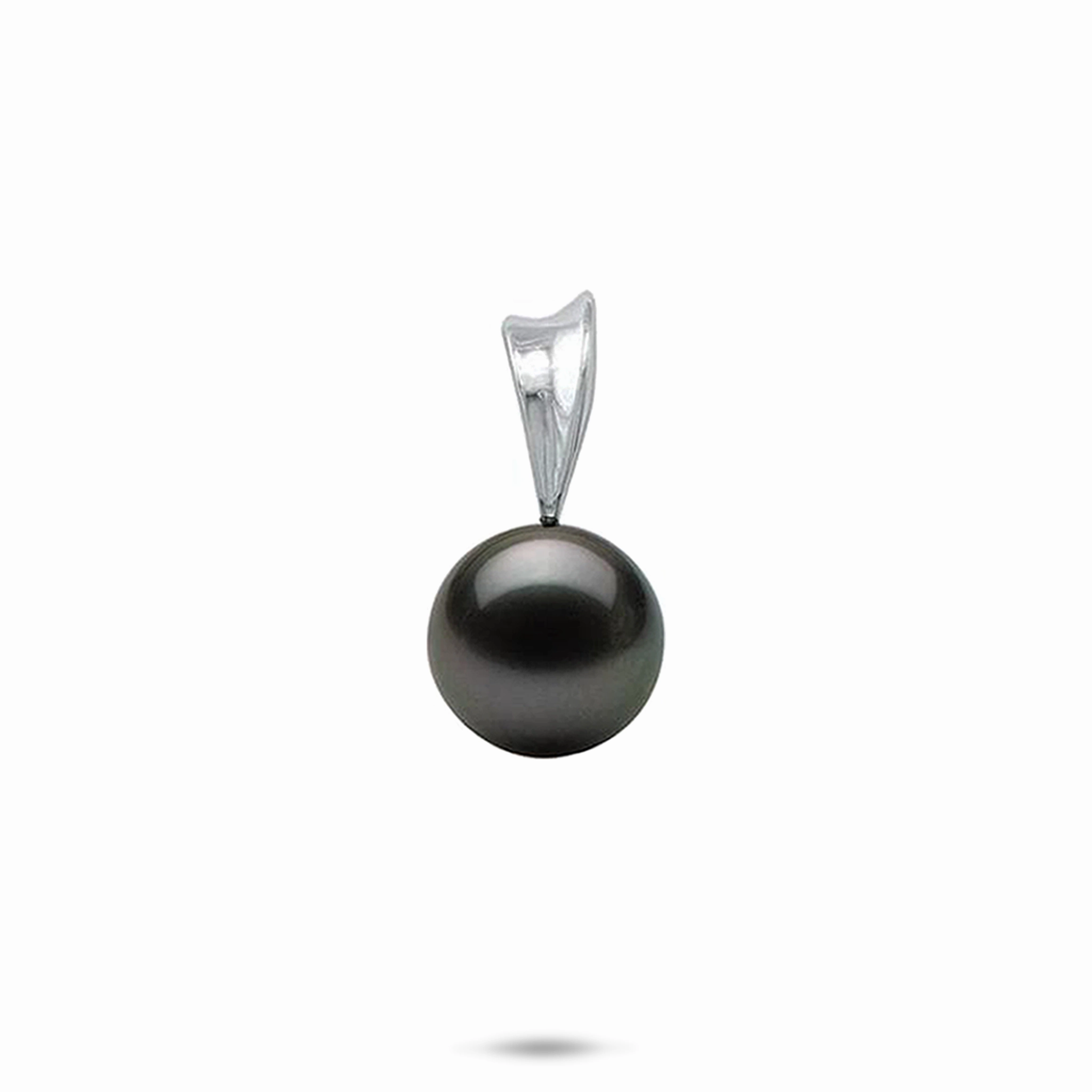 Tahitian Black Pearl Pendant in White Gold - 10-11mm Work Accent Quiet Shine