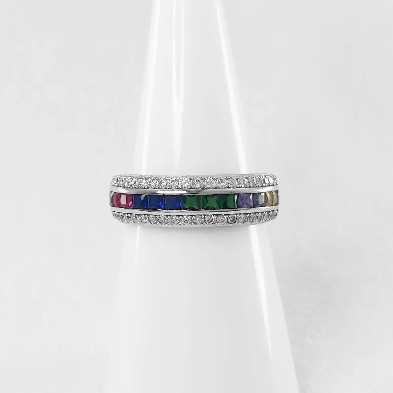 Tapered Chakra CZ Ring