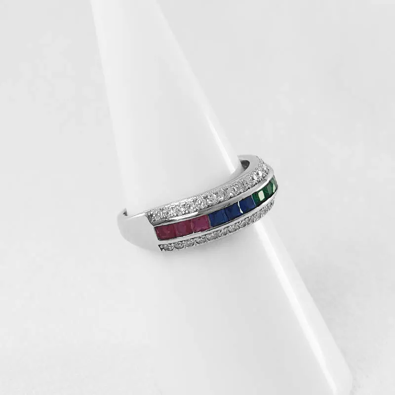 Tapered Chakra CZ Ring