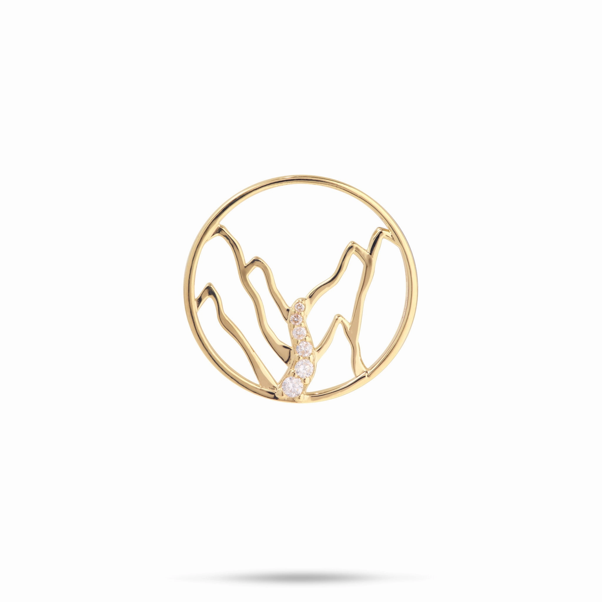 Ko?olau Waterfall Pendant in Gold with Diamonds - 20mm Refined Texture Refined Taste