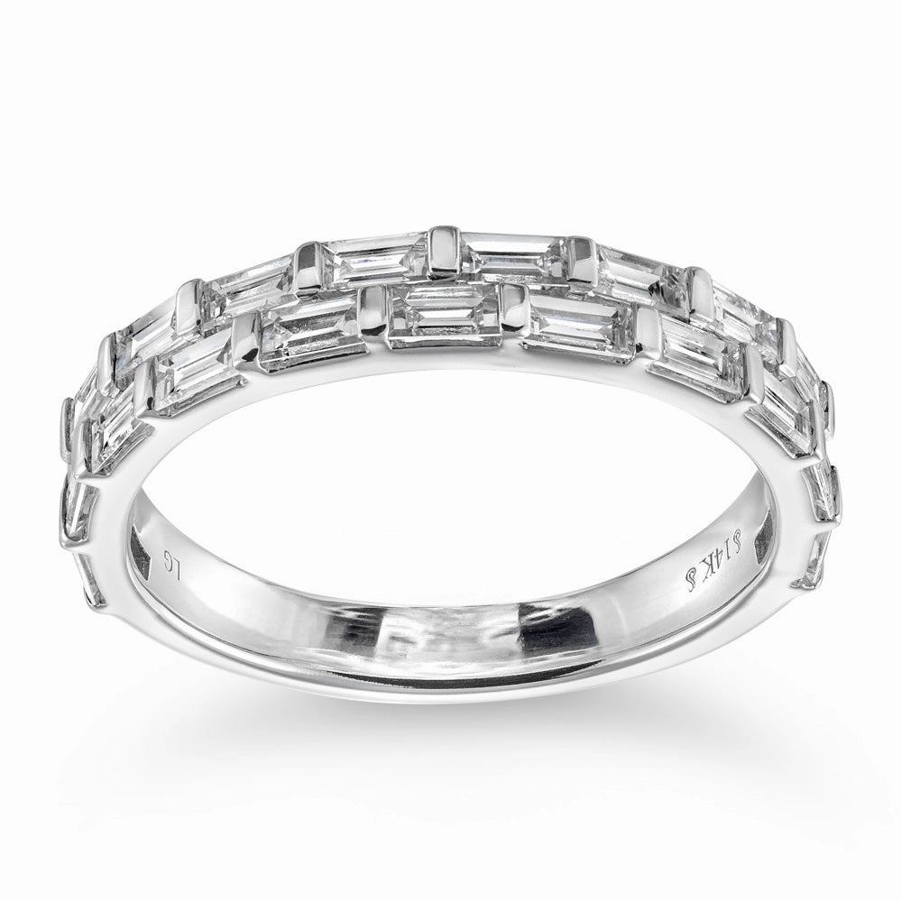 Secure Style Haven 7/8 ctw Baguette Lab Grown Diamond Double Row Wedding Band