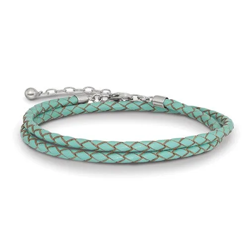 Teal Leather 14in with 2in ext Choker/Wrap Bracelet