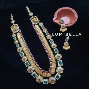 Temple Coin Style Long Necklace With Semi Precious Stone Embellishment