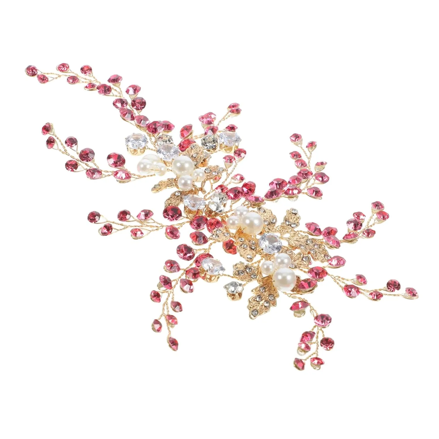 TENDYCOCO Luxury Rhinestone Pearl Leaf Headpiece Bridal Wedding Headband for Women
