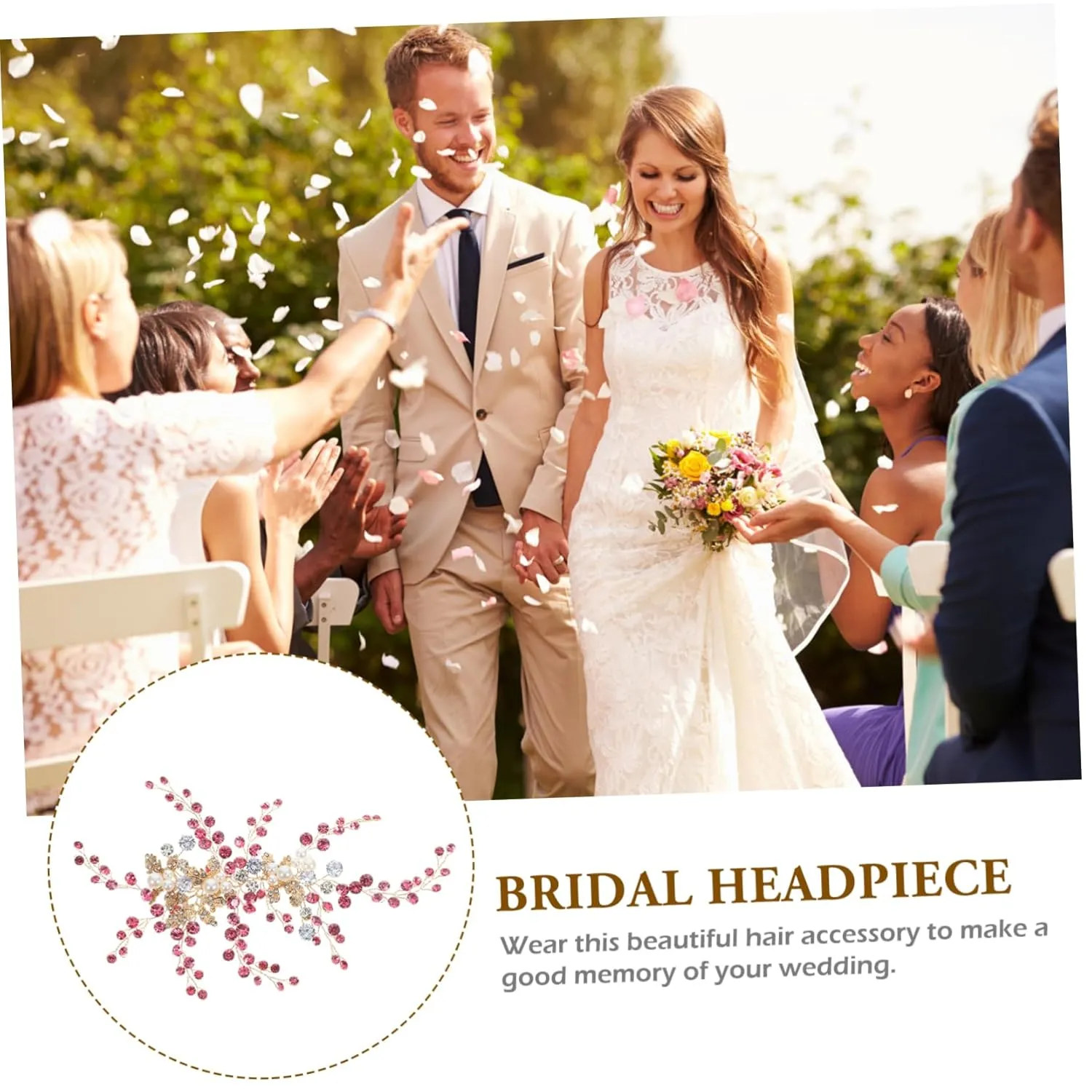 TENDYCOCO Luxury Rhinestone Pearl Leaf Headpiece Bridal Wedding Headband for Women