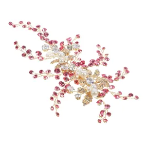 TENDYCOCO Luxury Rhinestone Pearl Leaf Headpiece Bridal Wedding Headband for Women