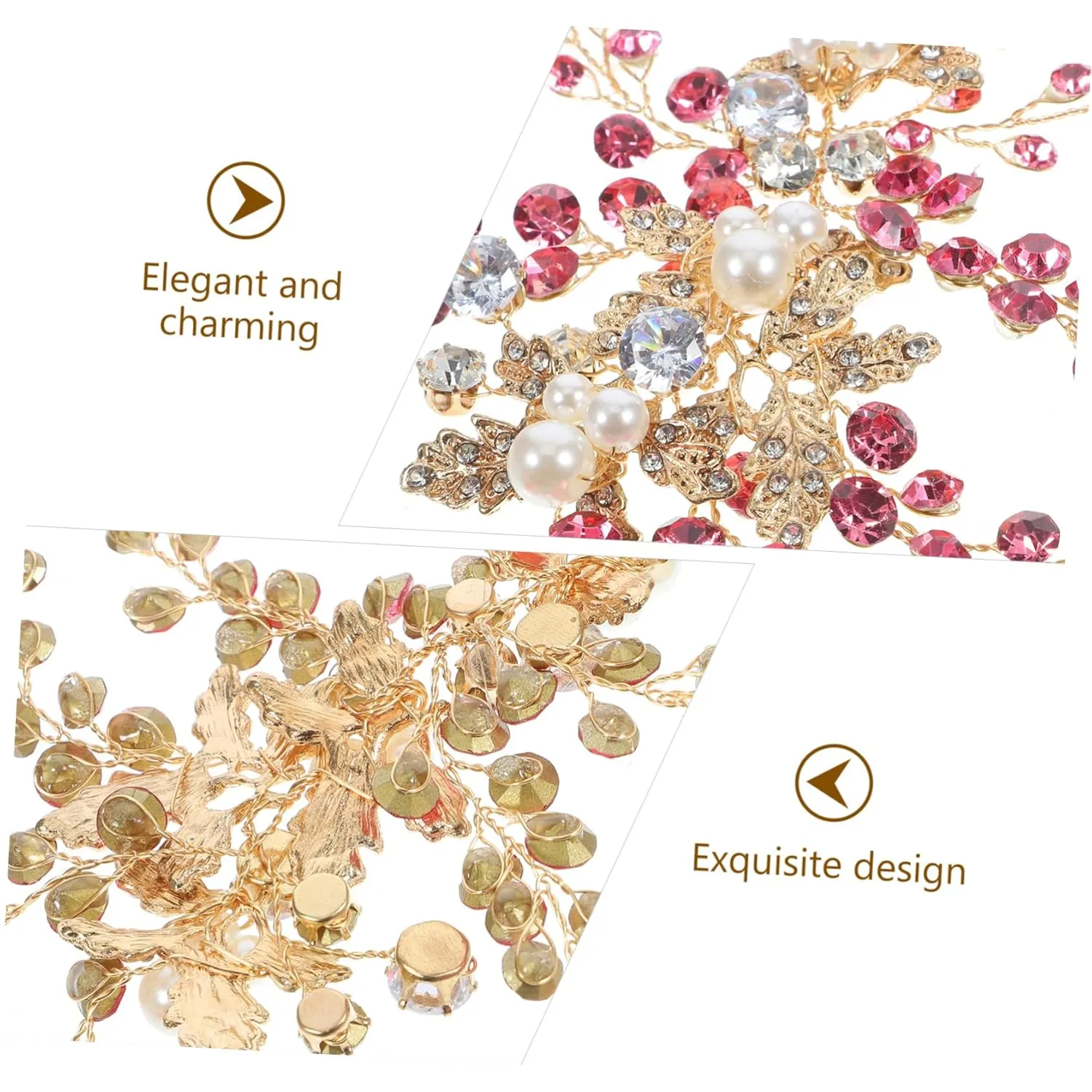 TENDYCOCO Luxury Rhinestone Pearl Leaf Headpiece Bridal Wedding Headband for Women