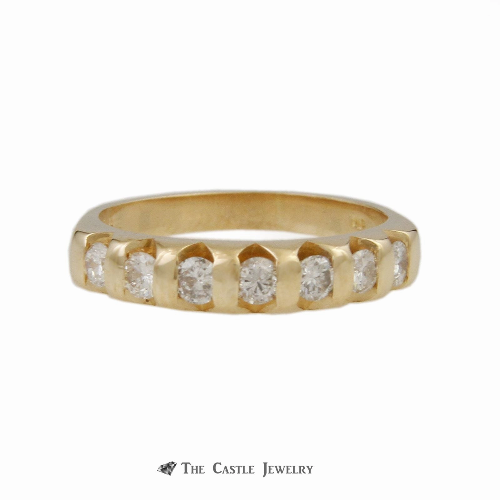 Vintage Work Brilliant Accessory Tension Set Style .38cttw Diamond Wedding Band with 7 Round Diamonds