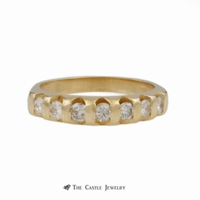 Vintage Work Brilliant Accessory Tension Set Style .38cttw Diamond Wedding Band with 7 Round Diamonds