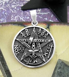 Tetragrammaton Symbol Solid Pendant, Oxidized Mother Mood