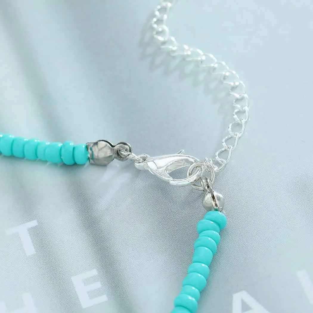 Tgirls Boho Choker Necklace Chain Rice Beaded Necklaces Seed Bead Necklace Accessory for Women