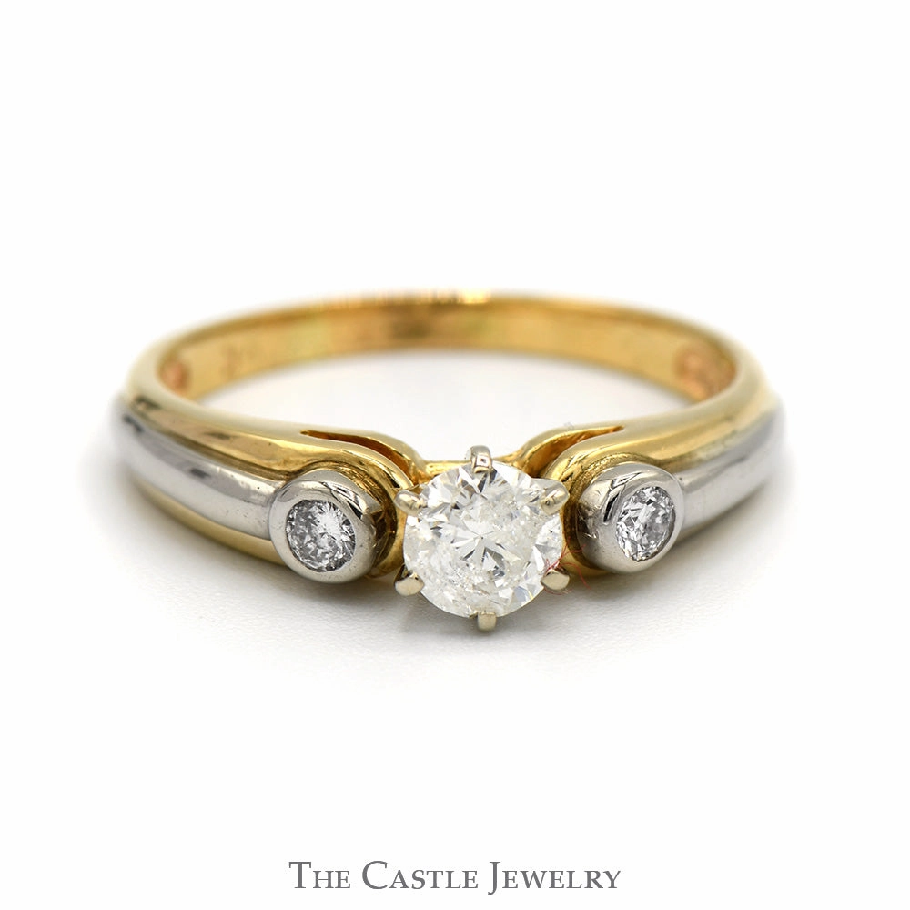Home care Beautiful Keepsake Three Stone Diamond Engagement Ring in Two Tone 10k Yellow and White Gold