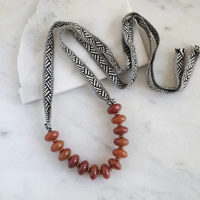 Custom Jewelry Daily Gift Tie back bohemian necklace with chunky acetate amber beads