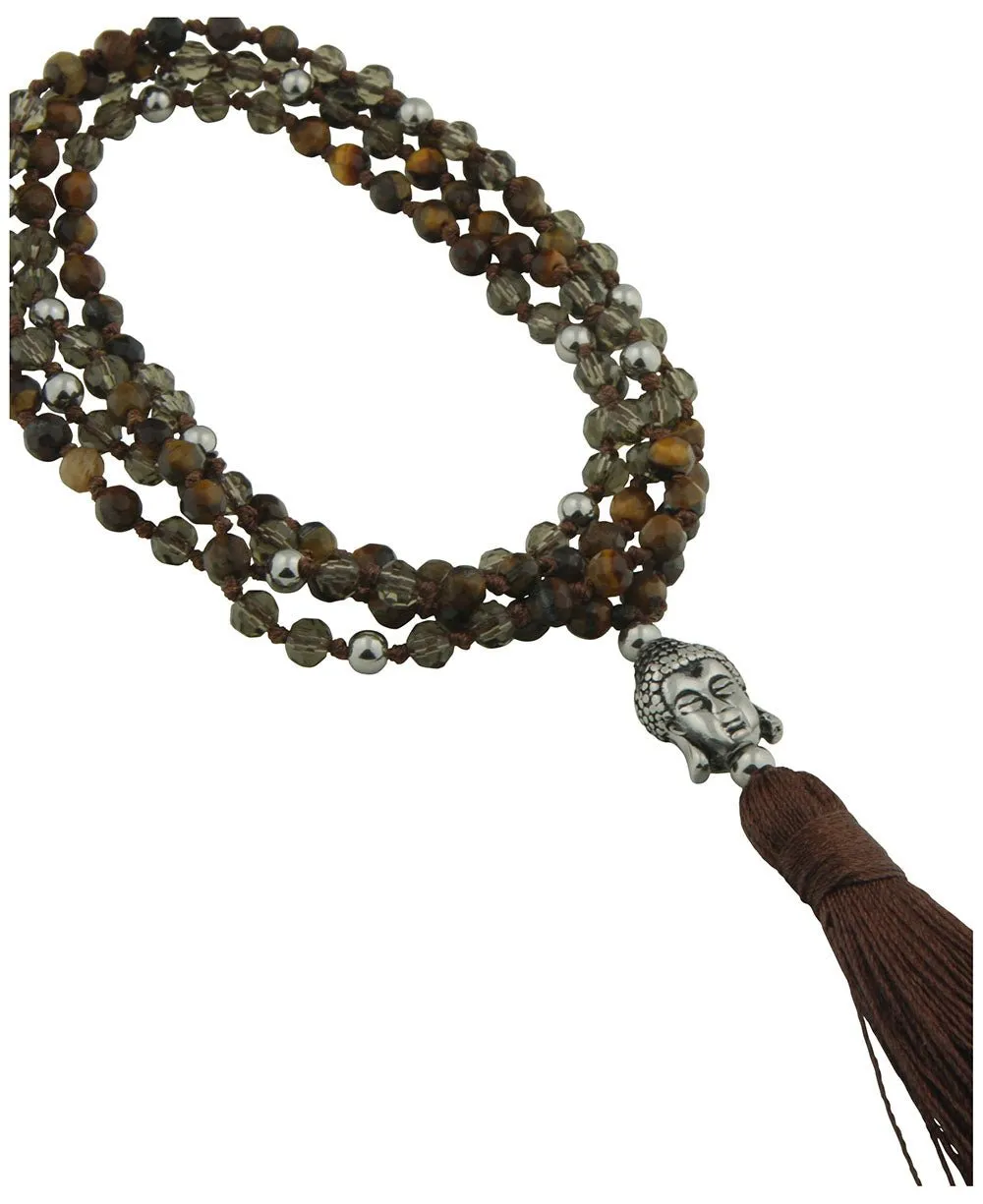 Tiger Eye Buddha Tassel Necklace