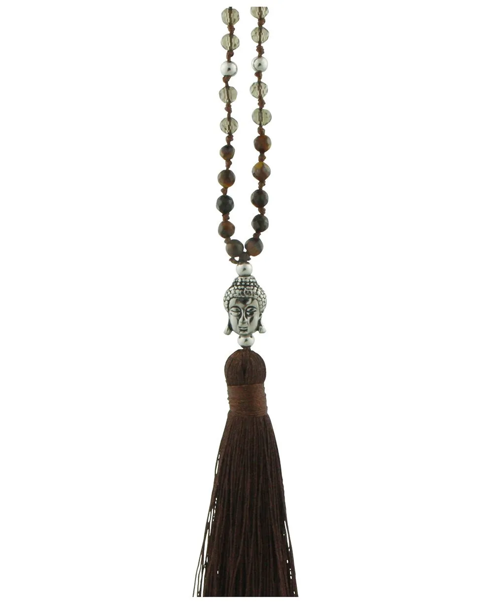 Tiger Eye Buddha Tassel Necklace