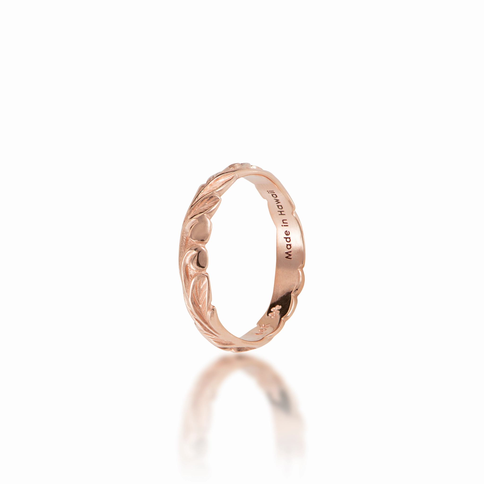 Bright Radiance Hawaiian Heirloom Old English Scroll Ring in Rose Gold - 3mm