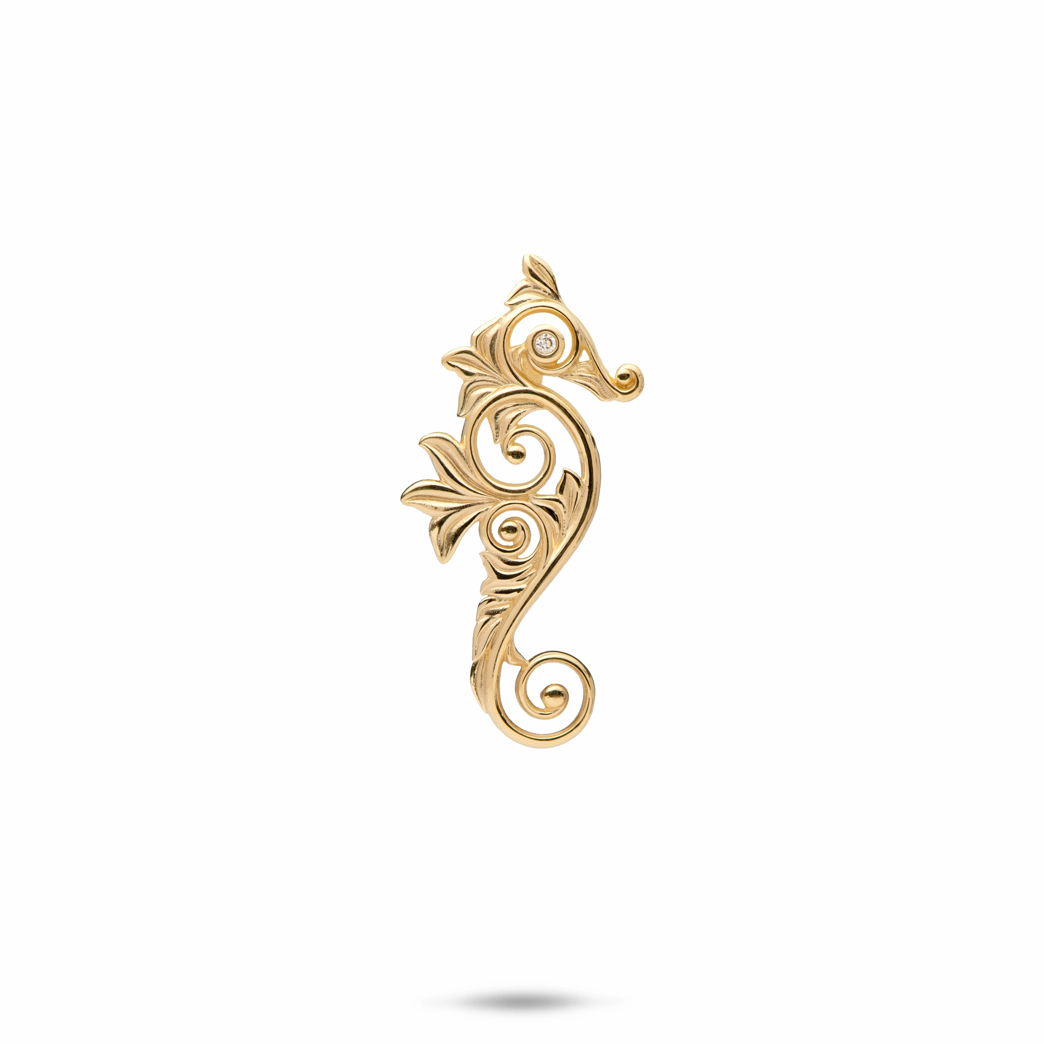 Living Heirloom Seahorse Pendant in Gold with Diamonds - 25mm Street Accent