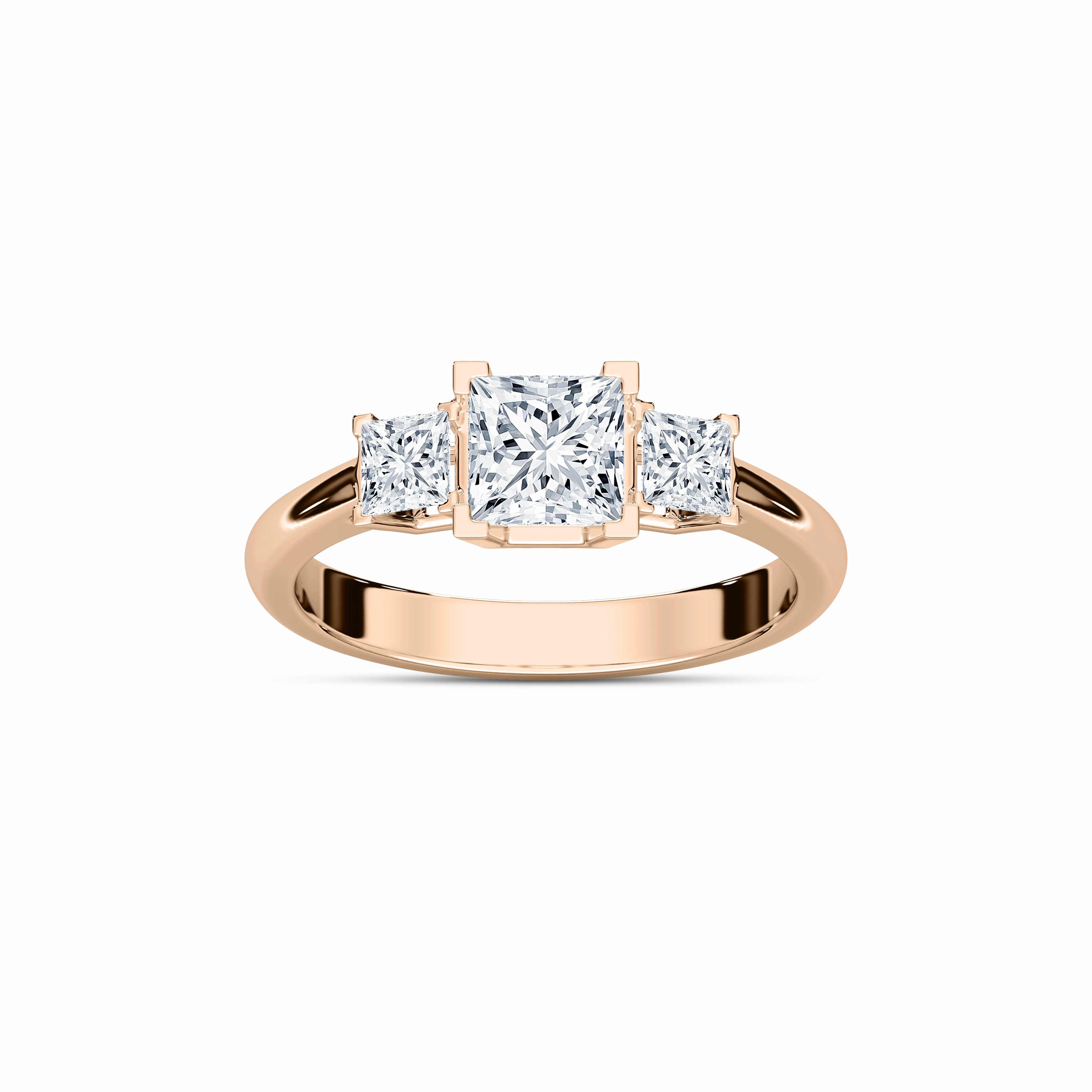 Emmie 1 ? ctw Princess Lab Grown Diamond Modern Three Stone Engagement Ring Luxury Detail