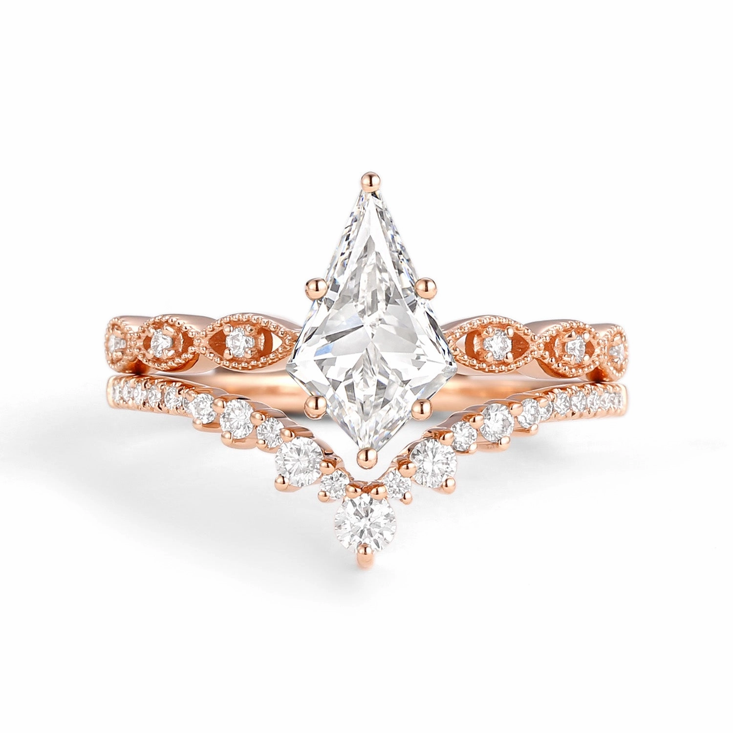 Glow Touch Signature Vintage - Kite Cut Lab Grown Diamond Ring Set 2pcs - Winona