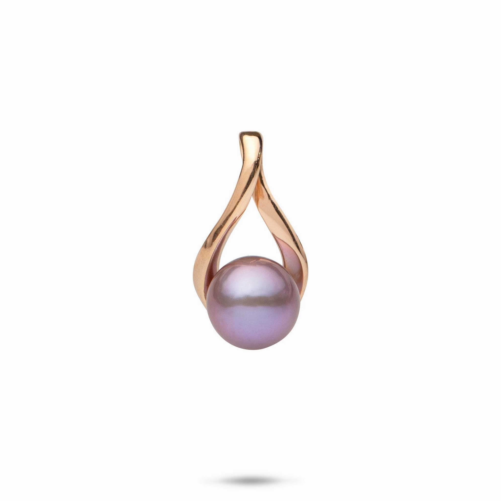 Teardrop Ultraviolet Freshwater Pearl Pendant in Rose Gold - 9-10mm Work Accent Luminous Shine