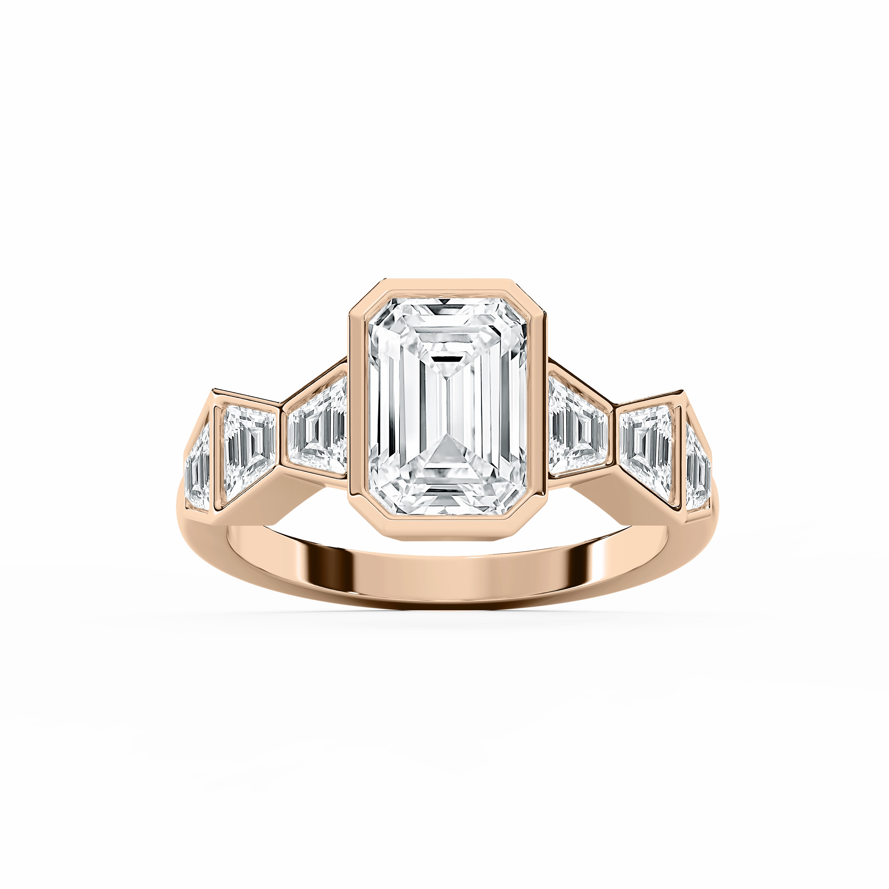 Exclusive item Fashion Present Rylie 2 1?? ctw Emerald Lab Grown Diamond Bezel Side Stone Engagement Ring