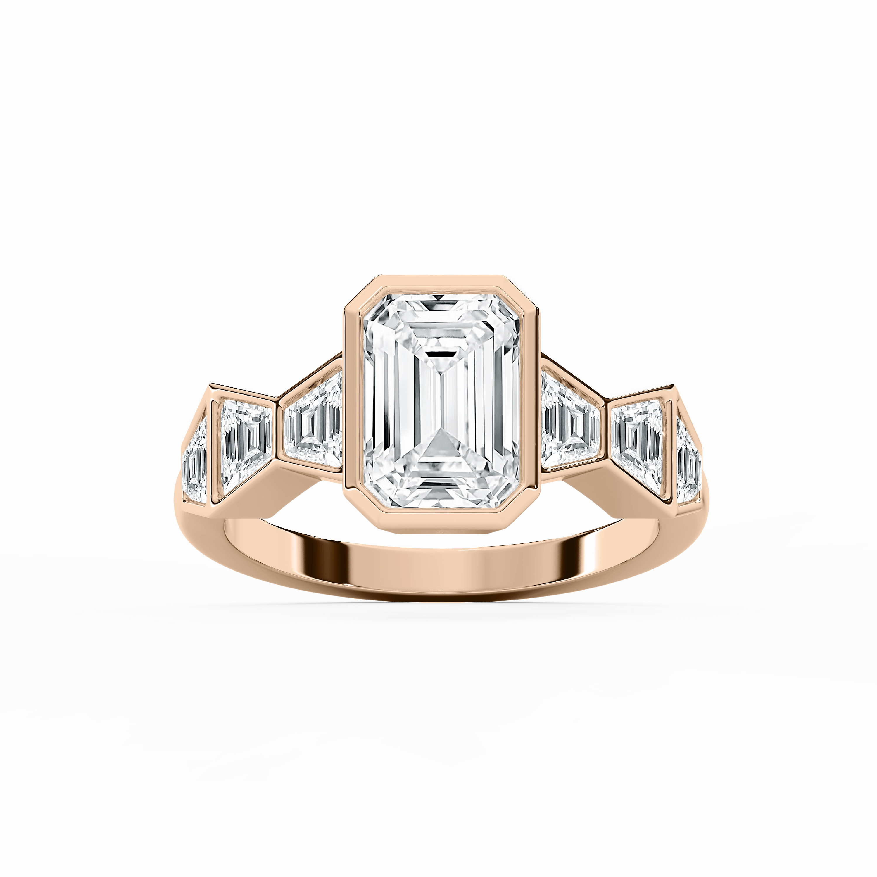 Rylie 2 1?? ctw Emerald Lab Grown Diamond Bezel Side Stone Engagement Ring Economical Product